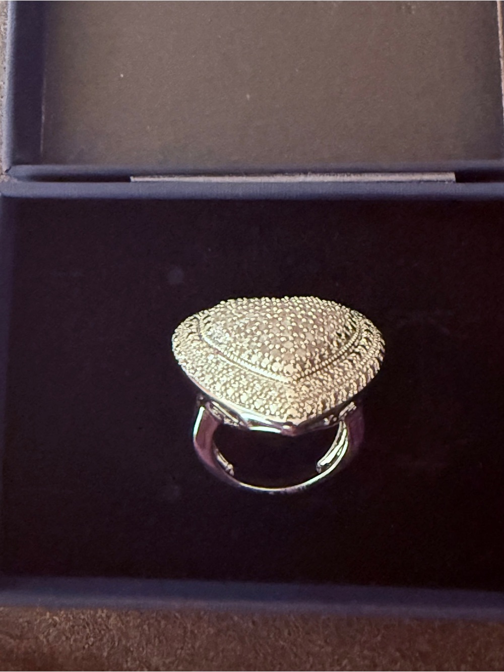 Heart Pavé Statement Ring in Rhodium Silver